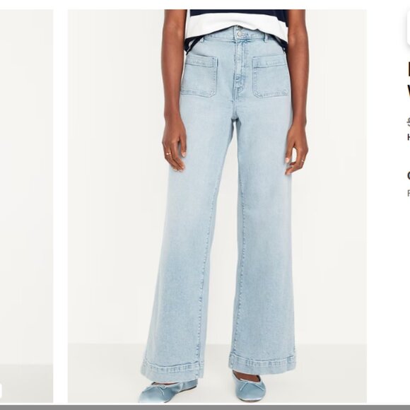 Old Navy Extra High-Waisted Mariner Wide-Leg Jeans Light Wash Size 4 - Picture 2 of 7